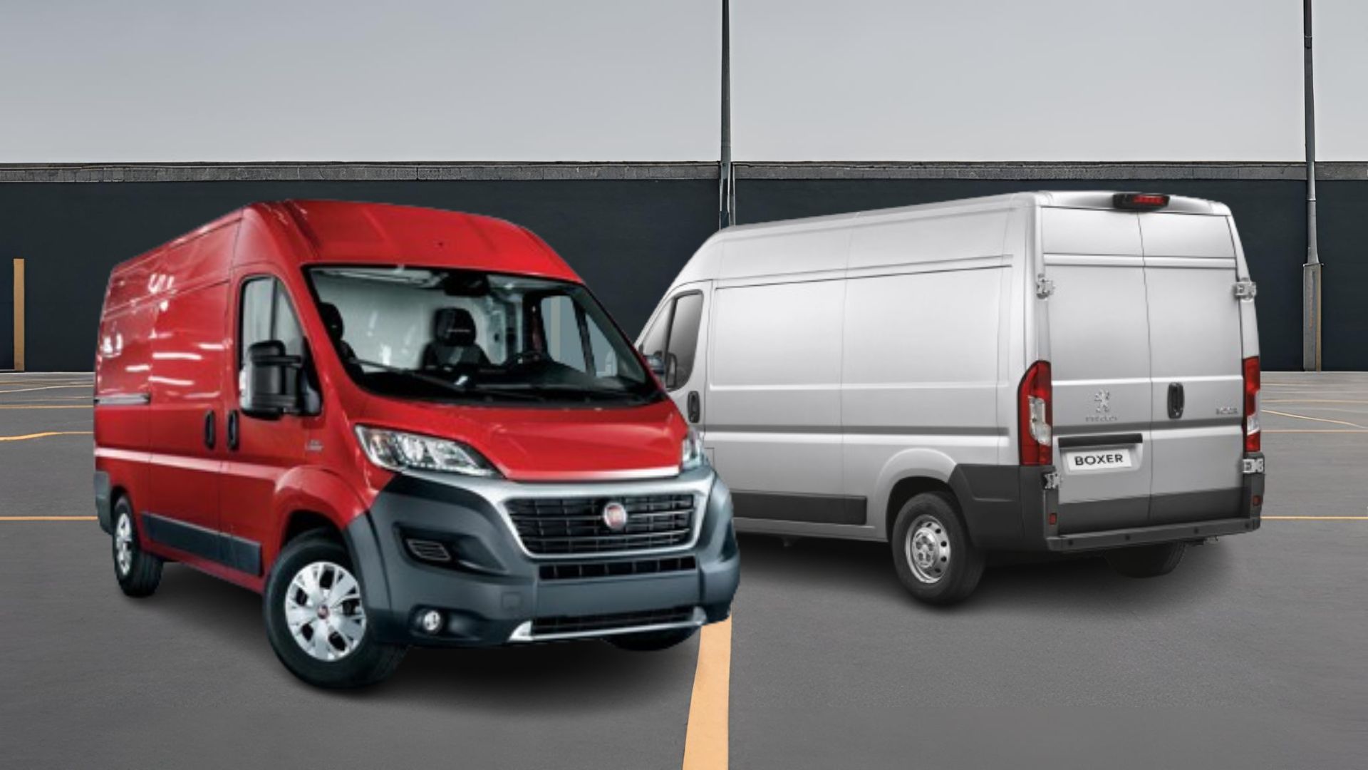 Fiat Ducato and Peugeot Boxer on a parking lot